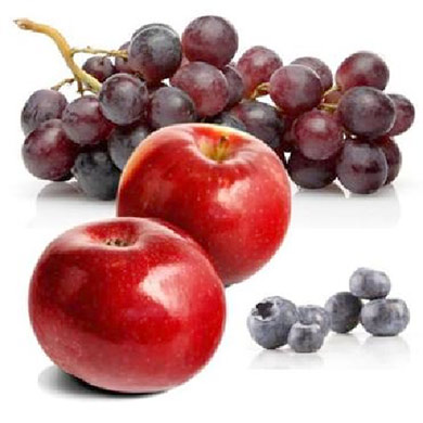 photo of apples, grapes, blueberries