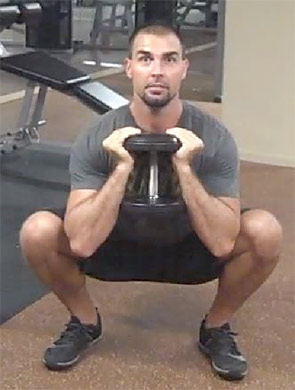 photo of man doing a goblet squat
